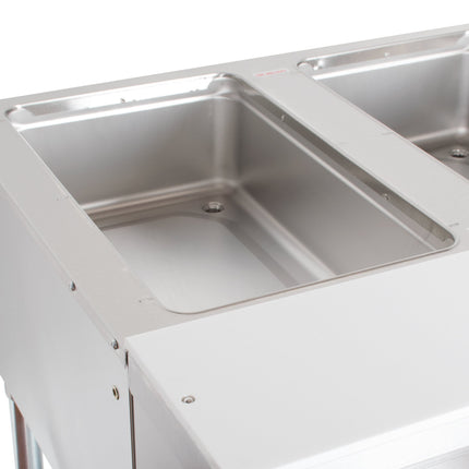 Bàn giữ nóng thức ăn điện 2 khoang Advance Tabco SW-2E-120 có kệ dưới - hầm kín, 120V
