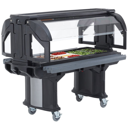 Quầy salad / thực phẩm Cambro VBR6110 màu đen 183 cm Versa với bánh xe tiêu chuẩn