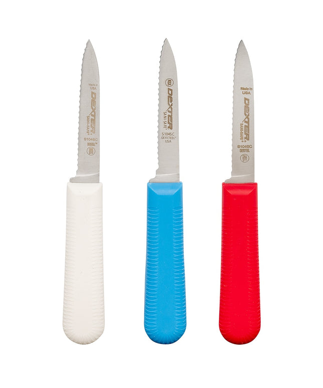 Bộ Dao Gọt SANI-SAFE® Dexter Russell S104SC-3RWC 8.3 cm Lưỡi Khía Tay Cầm Polypropylene Thép Carbon