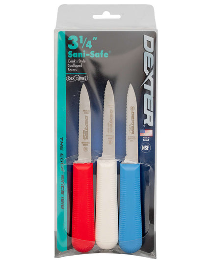 Bộ Dao Gọt SANI-SAFE® Dexter Russell S104SC-3RWC 8.3 cm Lưỡi Khía Tay Cầm Polypropylene Thép Carbon