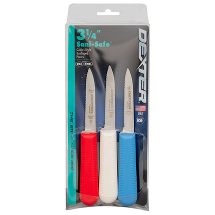 Bộ Dao Gọt SANI-SAFE® Dexter Russell S104SC-3RWC 8.3 cm Lưỡi Khía Tay Cầm Polypropylene Thép Carbon