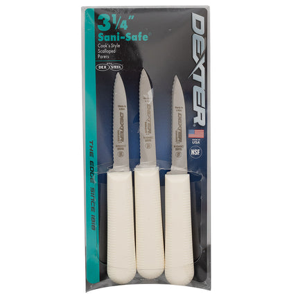 Bộ Dao Gọt Dexter Russell S104SC-3PCP SANI-SAFE® 8.3 cm Tay Cầm Polypropylene Trắng Thép Carbon