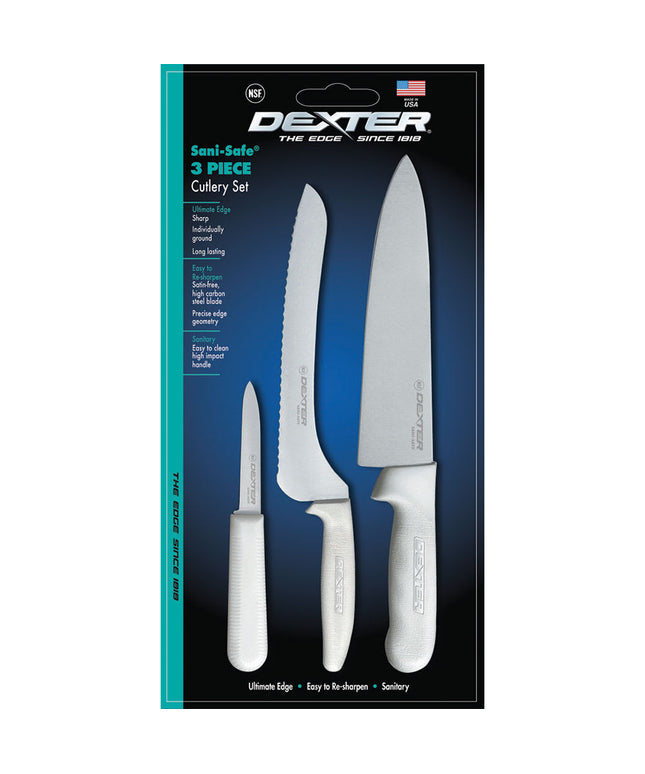 Bộ Dao Dexter Russell SS3 SANI-SAFE® 3 Món Tay Cầm Polypropylene Trắng
