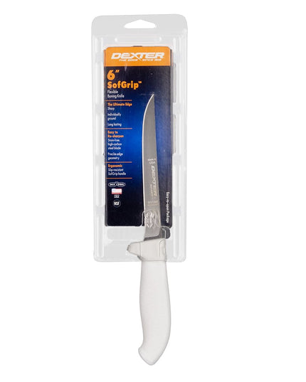 Dexter Russell SG136F-PCP 6" Boning Knife w/ Soft White Rubber Handle, Carbon Steel