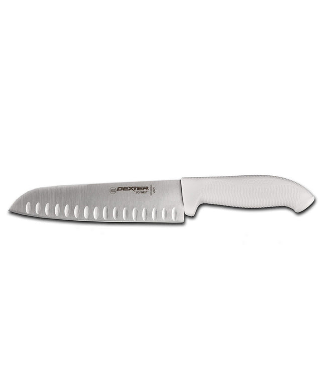 Dao Santoku Dexter Russell SG144-9GE-PCP 22.9 cm Lưỡi Thép Carbon Cán Cao Su Trắng
