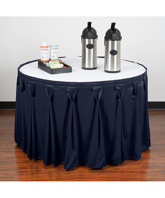 Váy phủ bàn xếp nếp nơ màu xanh navy kèm kẹp Velcro Snap Drape 5412CE29W3-011 Wyndham 4 x 0,7 m