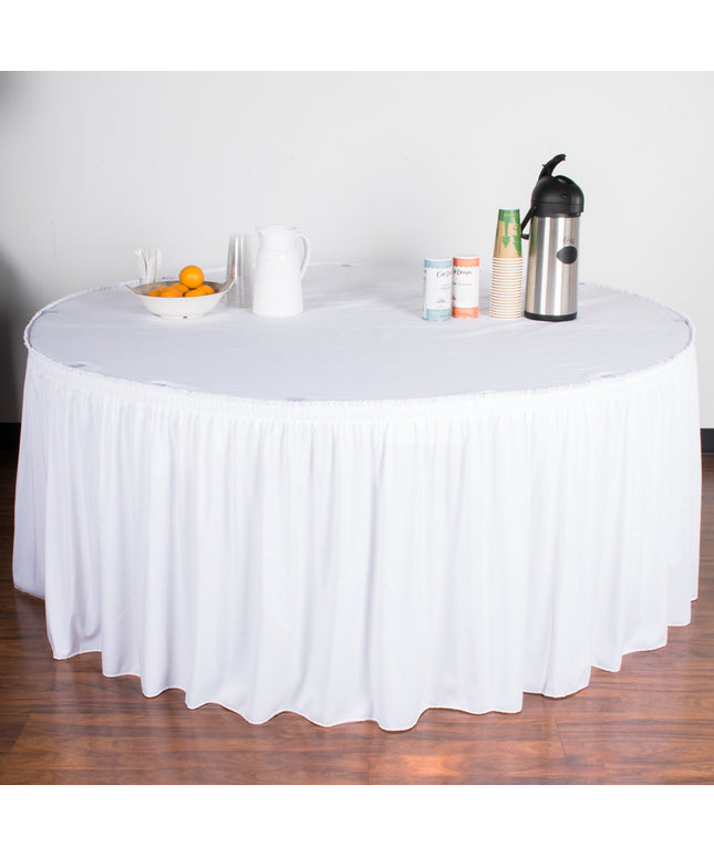 Váy phủ bàn xếp ly nhún Snap Drape Wyndham 5412GC29S3-010 6,6 x 0,74 m trắng kèm kẹp Velcro