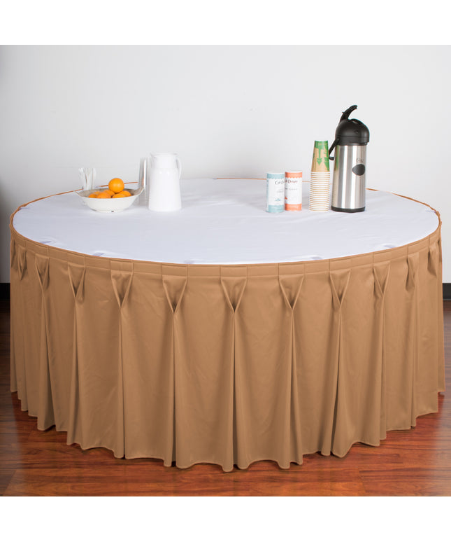Váy bàn Snap Drape 5412GC29W3-049 Wyndham 6,4 m 15,2 cm x 73,7 cm Sandalwood xếp ly nơ với khóa dán Velcro® kẹp