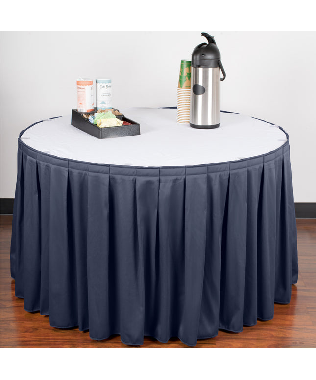 Váy phủ bàn xếp ly hộp Snap Drape Wyndham 5412CE29B3-011 4 x 0,74 m xanh navy kèm kẹp Velcro