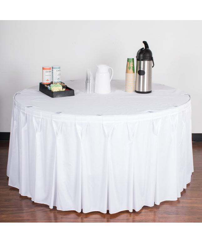 Váy quây bàn xếp nơ Snap Drape Wyndham 5,33 m x 74 cm màu trắng với kẹp Velcro