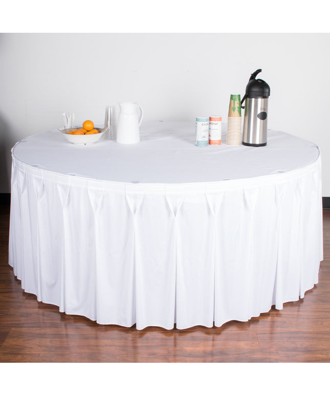 Váy quây bàn xếp nơ Snap Drape Wyndham 6,55 m x 74 cm màu trắng với kẹp Velcro