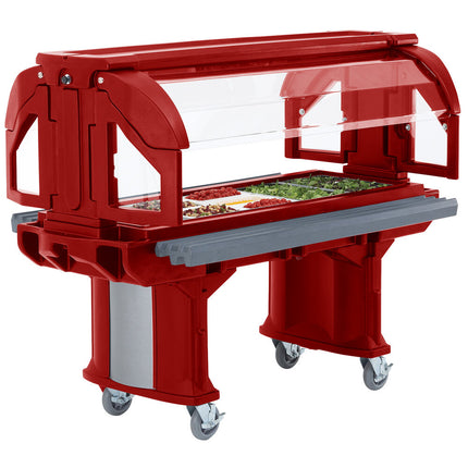 Quầy salad di động Cambro Versa VBR6158 đỏ 1,8 m kèm bánh xe tiêu chuẩn