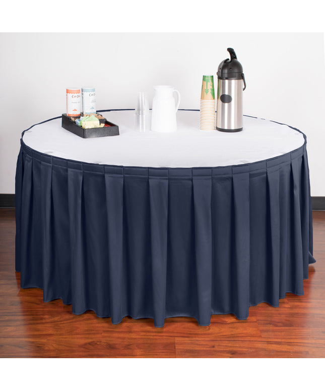 Váy bàn tiệc xếp ly hộp Snap Drape Wyndham xanh navy 5,3 m x 74 cm, kẹp Velcro