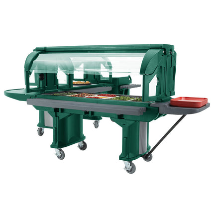 Quầy salad di động Cambro VBR6519 xanh lá 1,8 m quầy thức ăn/salad Versa với bánh xe tiêu chuẩn