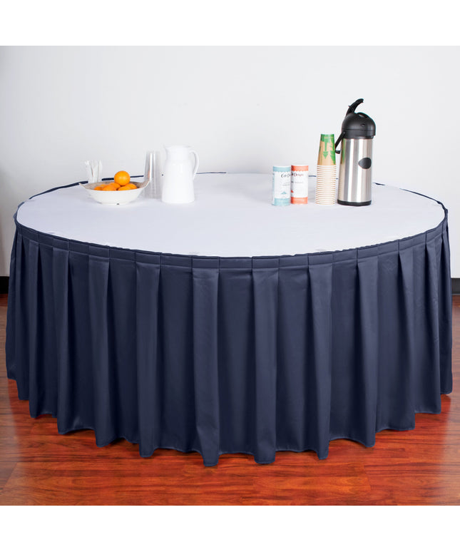 Váy bàn tiệc Snap Drape 5412GC29B3-011 Wyndham 21' 15,2 cm x 73,7 cm Navy hộp Pleat váy bàn Velcro® Clips