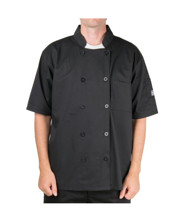 Áo bếp ngắn tay unisex đen tùy chỉnh Chef Revival Bronze J109 - L