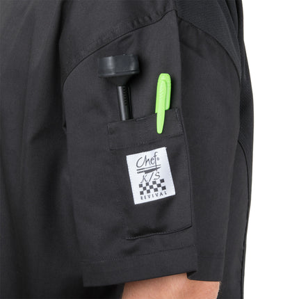 Áo bếp tay ngắn Chef Revival Silver J205 unisex đen, lưng lưới, size L