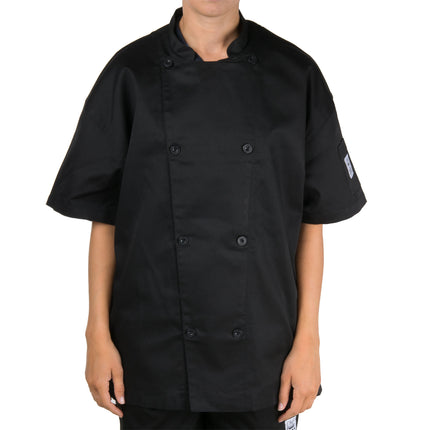 Áo bếp tay ngắn Chef Revival Silver J205 unisex đen, lưng lưới, size L
