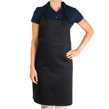 Tạp dề yếm dài vải poly-cotton có thể tùy chỉnh Chef Revival đen, túi đựng bút