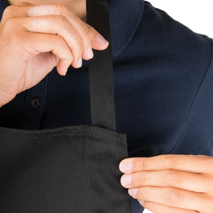 Tạp dề yếm dài vải poly-cotton có thể tùy chỉnh Chef Revival đen, túi đựng bút
