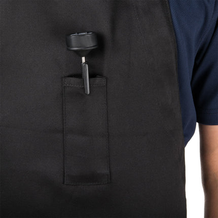 Tạp dề yếm dài vải poly-cotton có thể tùy chỉnh Chef Revival đen, túi đựng bút