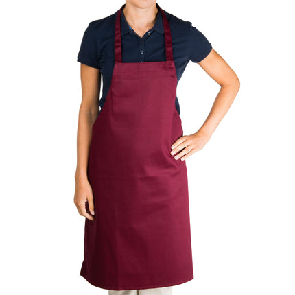 Tạp dề yếm vải poly-cotton có thể tùy chỉnh Chef Revival đỏ mận