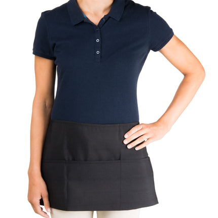Tạp dề nửa thân polyester có thể tùy chỉnh Chef Revival đen, 3 túi