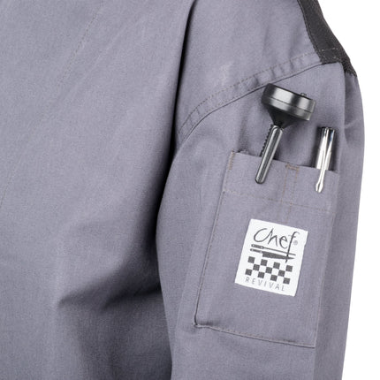 Áo bếp tay dài unisex Chef Revival Silver J200 màu xám lưng lưới - cỡ 3X