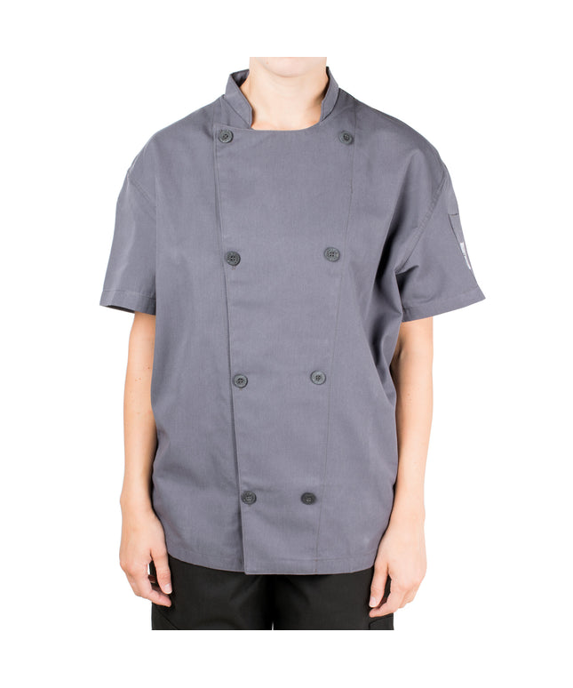 Áo bếp tay ngắn lưng lưới màu xám Chef Revival Silver J205 unisex - size 2X