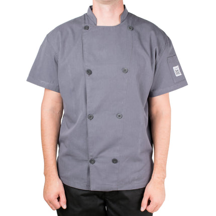 Áo bếp tay ngắn lưng lưới màu xám Chef Revival Silver J205 unisex - size 2X