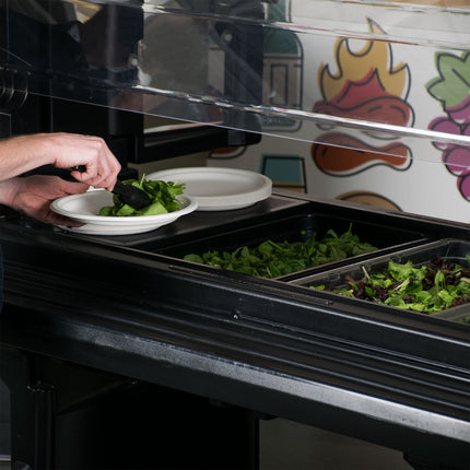 Quầy salad/buffet di động Cambro VBR5110 Versa đen 1,5 m kèm bánh xe tiêu chuẩn