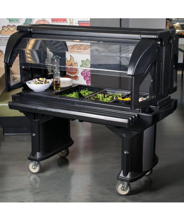 Quầy salad/buffet di động Cambro VBR5110 Versa đen 1,5 m kèm bánh xe tiêu chuẩn