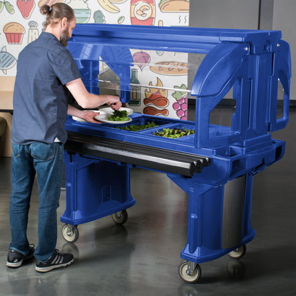 Quầy salad / thức ăn di động Cambro VBR5186 Versa xanh navy 1,5 m, bánh xe tiêu chuẩn