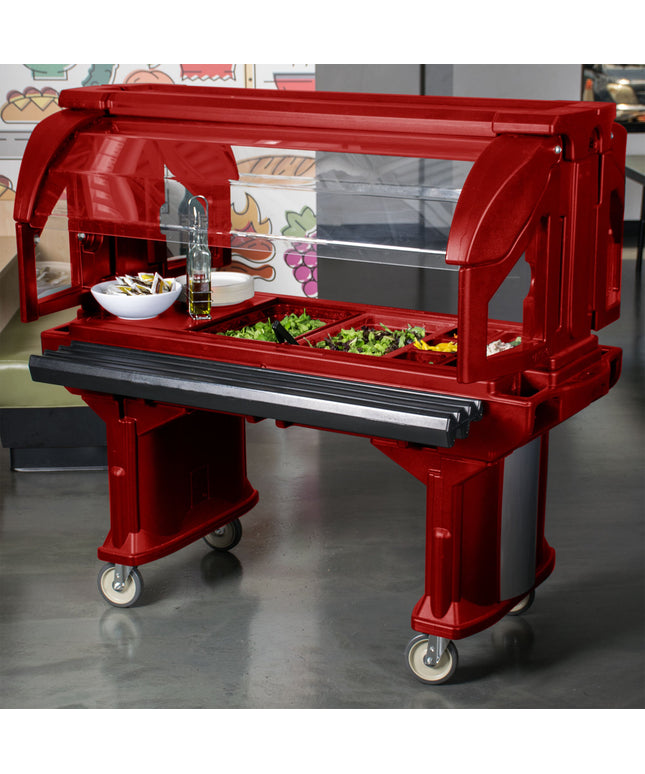 Quầy salad / thức ăn Versa Cambro VBR5158 1,5 m màu đỏ bánh xe tiêu chuẩn