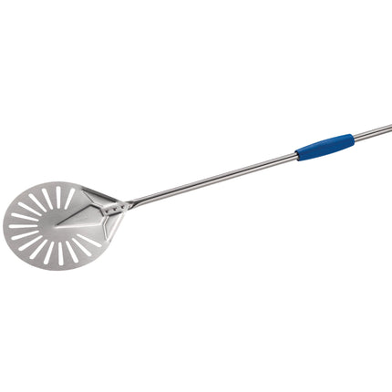 Xẻng lật pizza tròn đục lỗ inox GI Metal Azzurra 23 cm tay cầm 150 cm I-23F