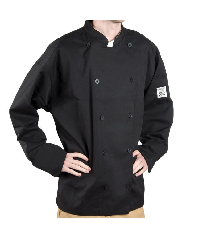 Áo bếp cao cấp tay dài unisex Chef Revival Traditional J030BK đen in tùy chỉnh - 3X