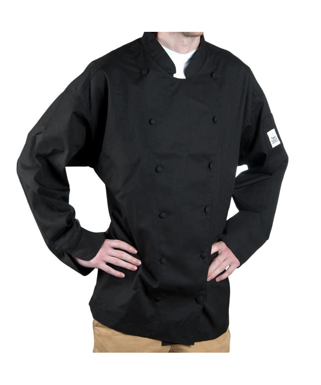Áo bếp cao cấp tay dài Chef Revival Cuisinier J017 unisex màu đen tùy chỉnh - 4XL