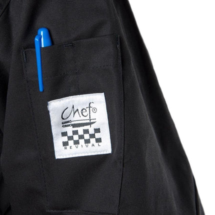 Áo bếp cao cấp tay dài Chef Revival Cuisinier J017 unisex màu đen tùy chỉnh - 4XL