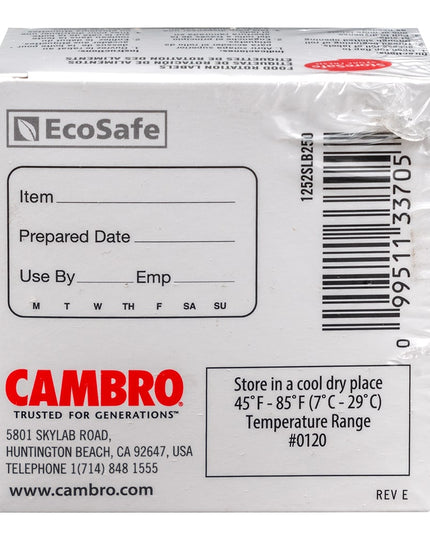 Nhãn Bảo Quản Thực Phẩm Chữ Nhật StoreSafe® Cambro 1252SLB250 3.2 x 5.1 cm Trắng