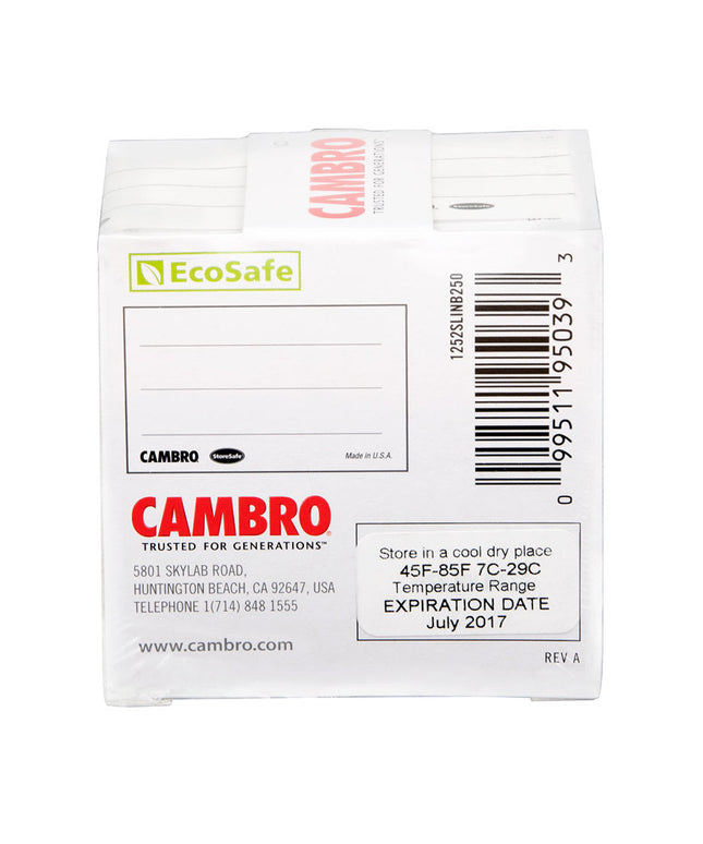 Nhãn Đựng Thực Phẩm Trống Cambro 1252SLINB250 StoreSafe® 3.2 x 5.1 cm Màu Trắng