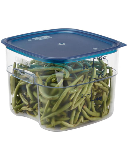 Cambro 12SFSPROCW135 Hộp Đựng Thực Phẩm Vuông FreshPro 11.4 lít - CamSquare®, Polycarbonate, Vạch Chia Màu Xanh