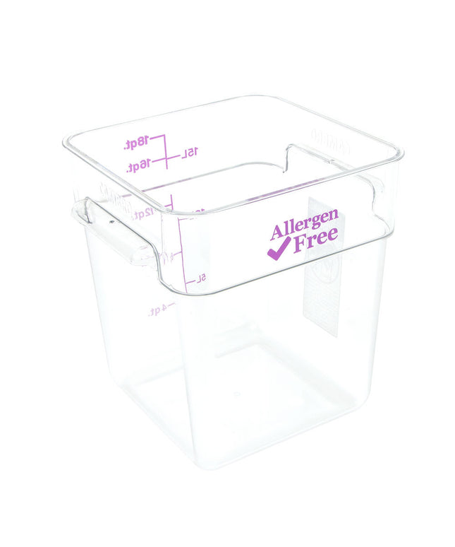 Cambro 18SFSCW441 Hộp Đựng Thực Phẩm Vuông 17 lít - CamSquare®, Không Gây Dị Ứng, Polycarbonate, Trong Suốt