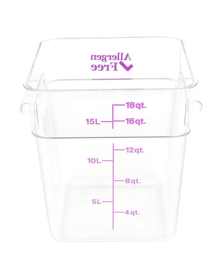 Cambro 18SFSCW441 Hộp Đựng Thực Phẩm Vuông 17 lít - CamSquare®, Không Gây Dị Ứng, Polycarbonate, Trong Suốt