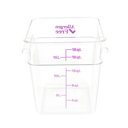 Cambro 18SFSCW441 Hộp Đựng Thực Phẩm Vuông 17 lít - CamSquare®, Không Gây Dị Ứng, Polycarbonate, Trong Suốt