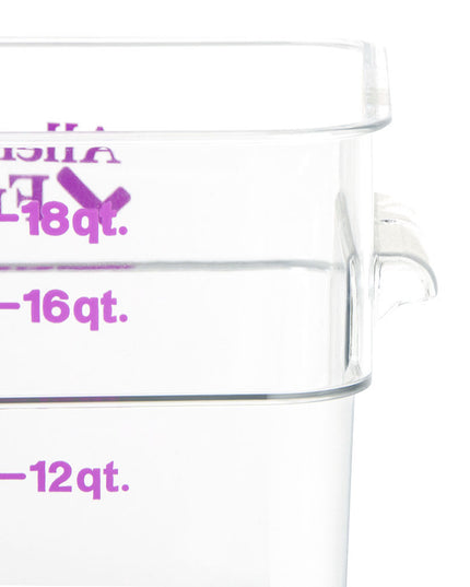Cambro 18SFSCW441 Hộp Đựng Thực Phẩm Vuông 17 lít - CamSquare®, Không Gây Dị Ứng, Polycarbonate, Trong Suốt