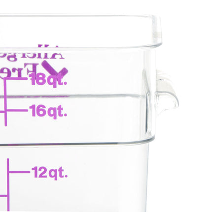 Cambro 18SFSCW441 Hộp Đựng Thực Phẩm Vuông 17 lít - CamSquare®, Không Gây Dị Ứng, Polycarbonate, Trong Suốt