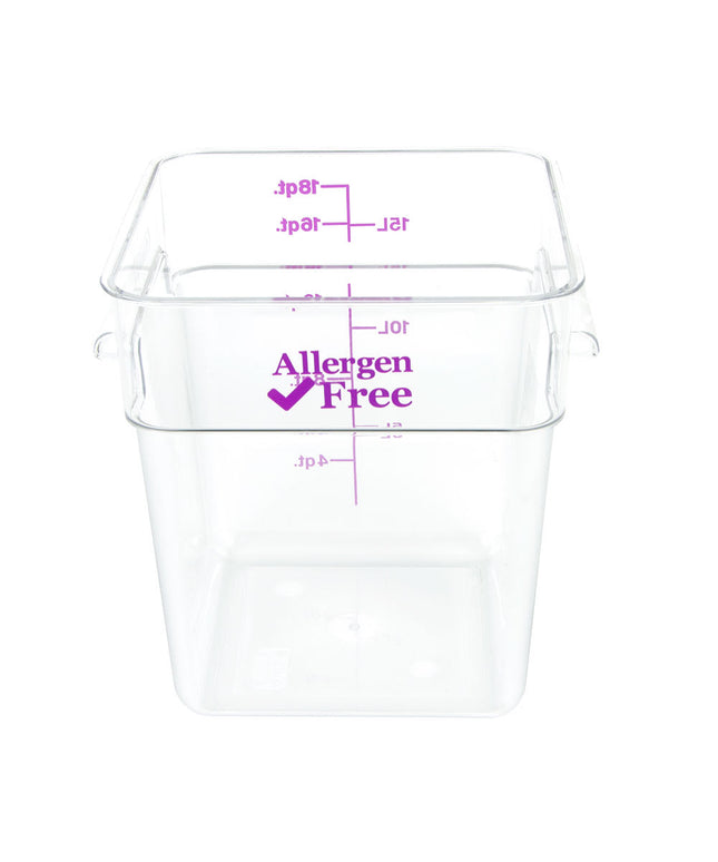 Cambro 18SFSCW441 Hộp Đựng Thực Phẩm Vuông 17 lít - CamSquare®, Không Gây Dị Ứng, Polycarbonate, Trong Suốt
