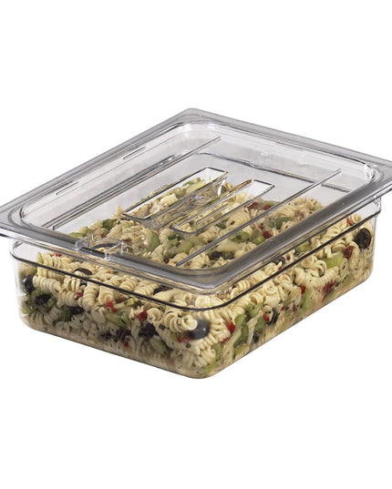 Cambro 20CWCHN135 Camwear Nắp Khay Thực Phẩm - Kích Thước 1/2, Có Rãnh, Có Tay Cầm, Trong Suốt