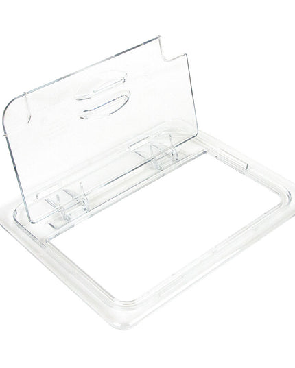 Cambro 20CWLN135 FlipLid Nắp Khay Thực Phẩm - Kích Thước 1/2, Có Rãnh, Bản Lề, Trong Suốt