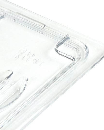 Cambro 20CWLN135 FlipLid Nắp Khay Thực Phẩm - Kích Thước 1/2, Có Rãnh, Bản Lề, Trong Suốt
